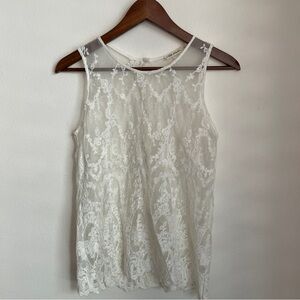 Lace Mock Neck Top Small White Sheer Victorian Coquette Feminine Dainty Boho